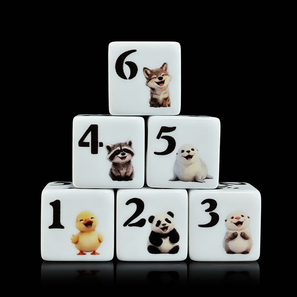 Board Game Print - 12개 16MM D6 아크릴 프린트 주사위,