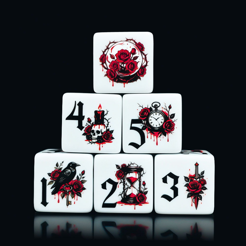 12개 고딕 로즈 16MM 프린트 D6 아크릴 주사위, - Board Game Electronic Table 리뷰 및 가격