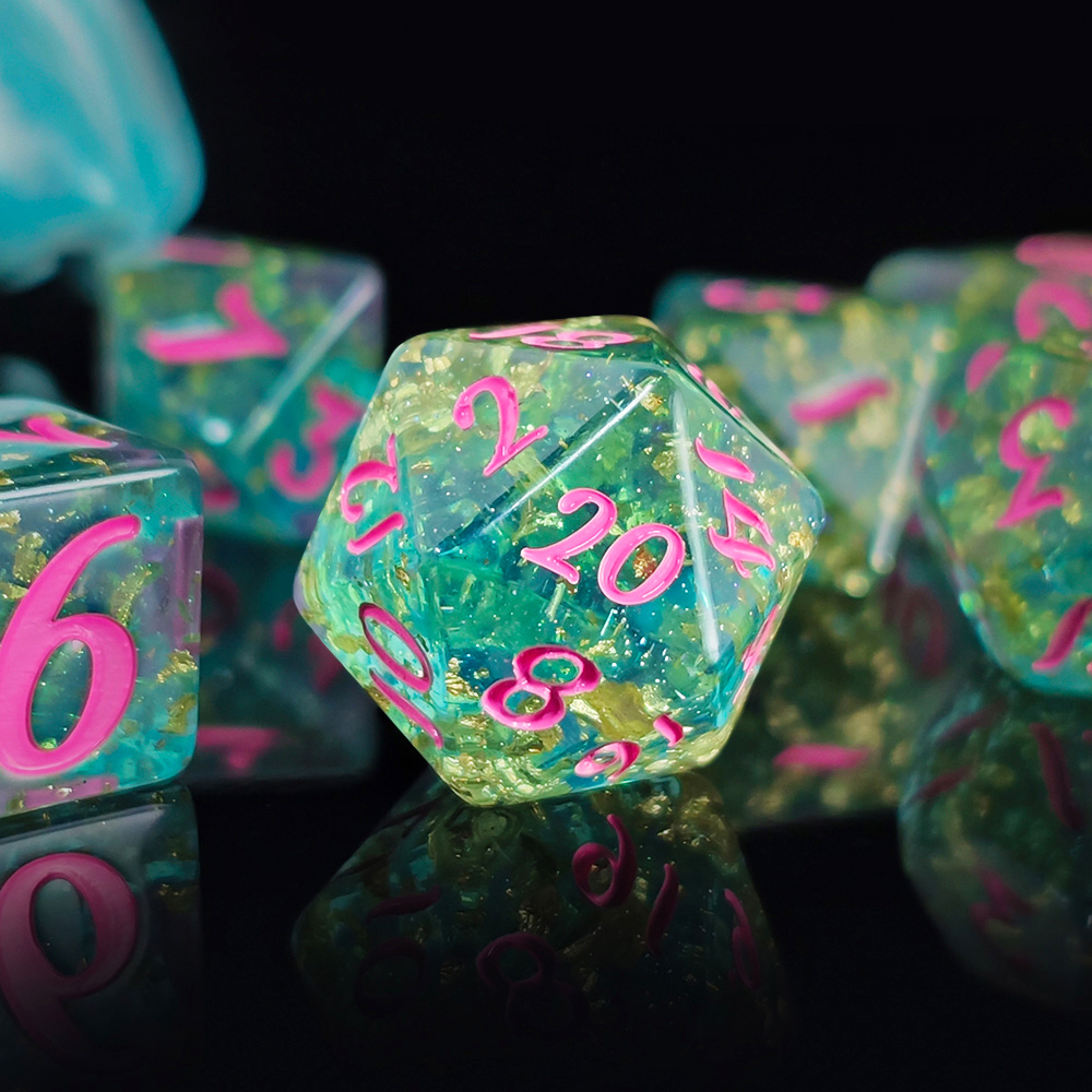 7개 세트 반짝이는 호일 내장 레진 주사위 세트 DND - Board Game Electronic Table 리뷰 및 가격