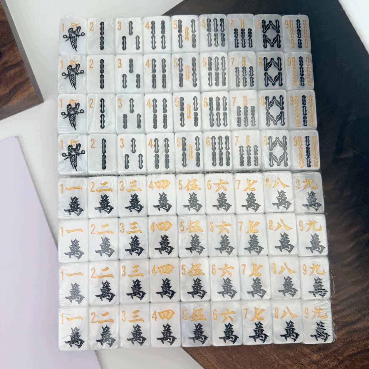 진주 질감 블랙 골드 미국 마작 타일 고급 중국 마작  - Board Game Mahjong 리뷰 및 가격