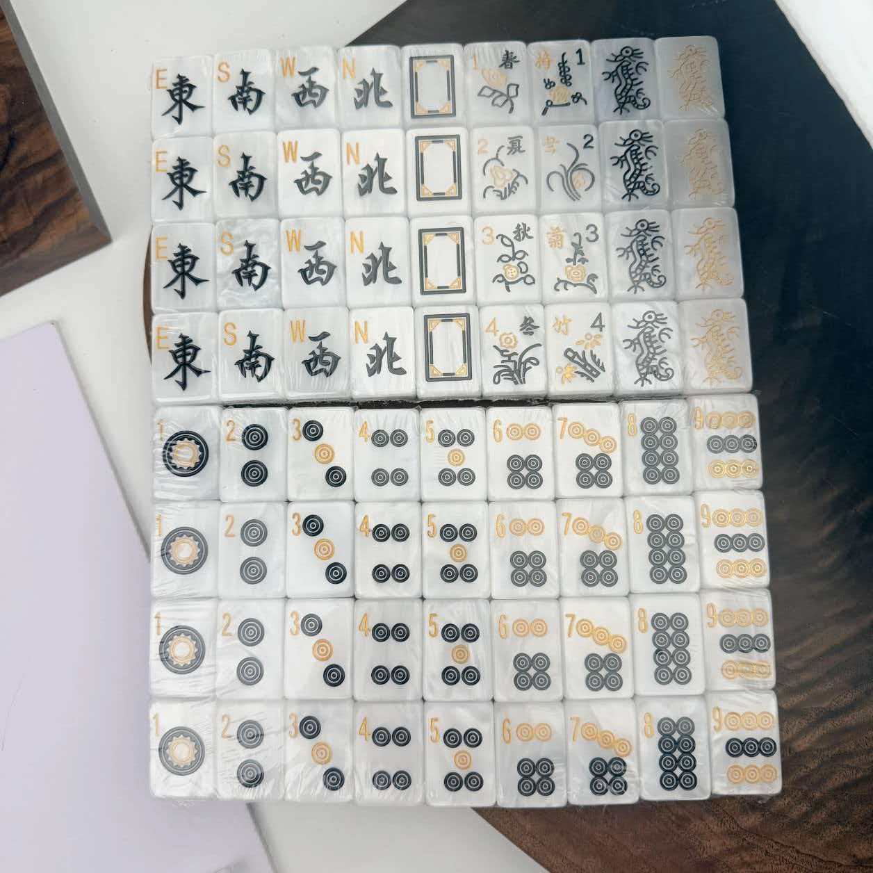 진주 질감 블랙 골드 미국 마작 타일 고급 중국 마작  - Board Game Mahjong 리뷰 및 가격