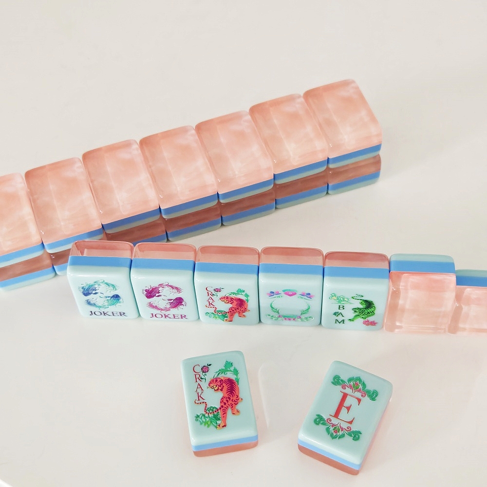 새로운 트렌드의 펄 핑크 아크릴 미국식 마작 타일 고급 - Board Game Mahjong 리뷰 및 가격